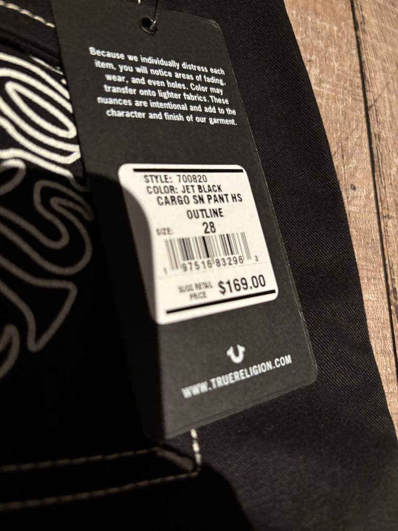 パンツ TRUE RELIGION Jet Black Cargo Pants 28