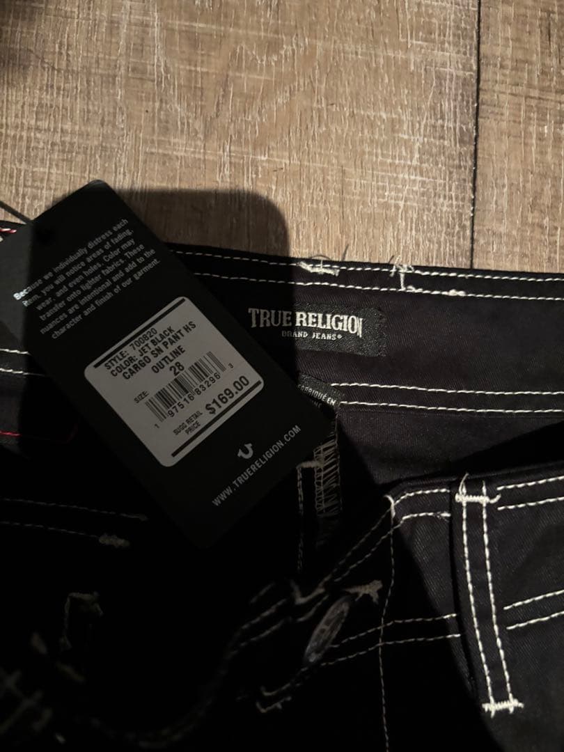 パンツ TRUE RELIGION Jet Black Cargo Pants 28