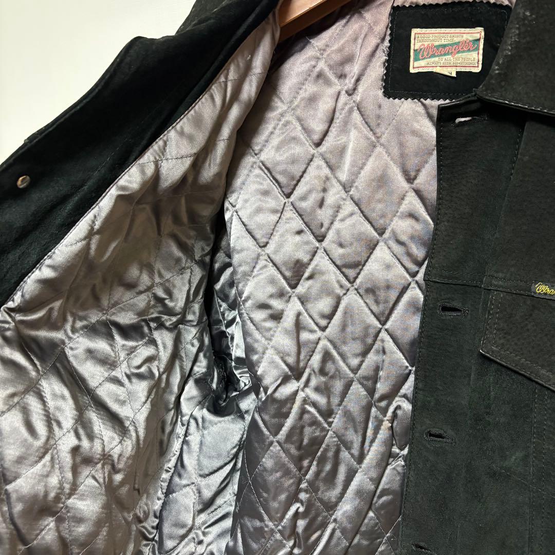 Wrangler ブラック スウェード レザー ジャケット 豚革