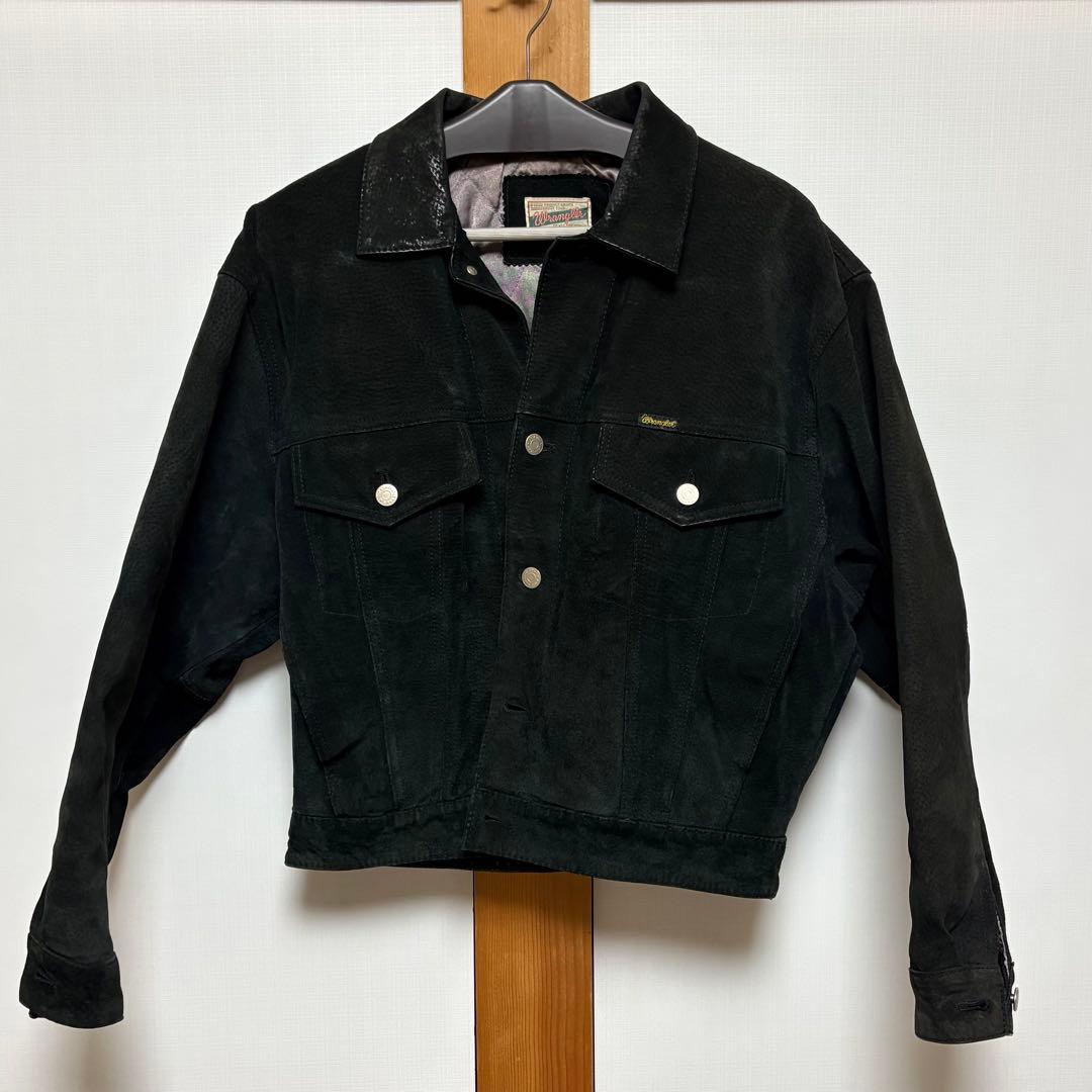 Wrangler ブラック スウェード レザー ジャケット 豚革