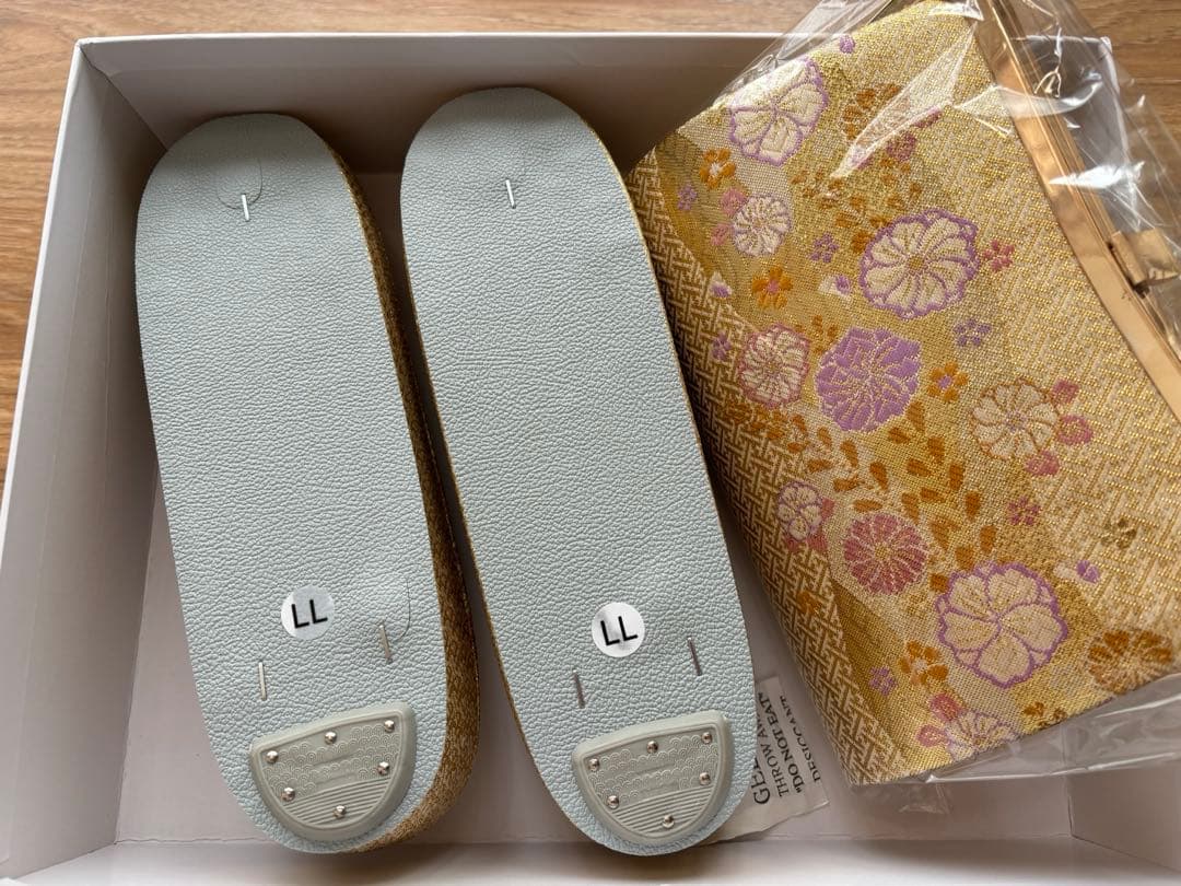 【新品未使用】最高級 佐賀錦 草履バッグセット 金色 花柄 成人式 卒業式