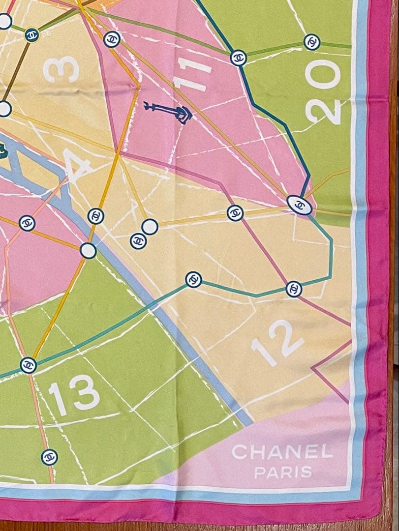 CHANEL 大判スカーフ85×85 Paris地図&Métro