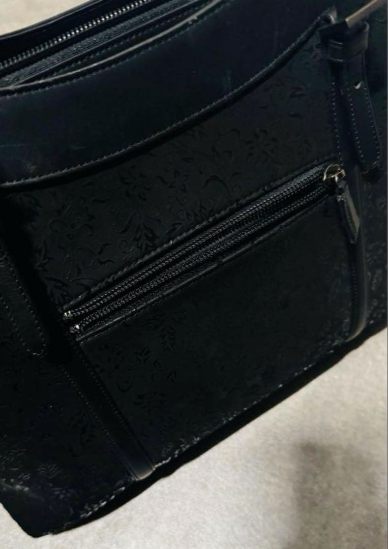 印傳屋 いんでんや ハンドバッグ ブラック レザー