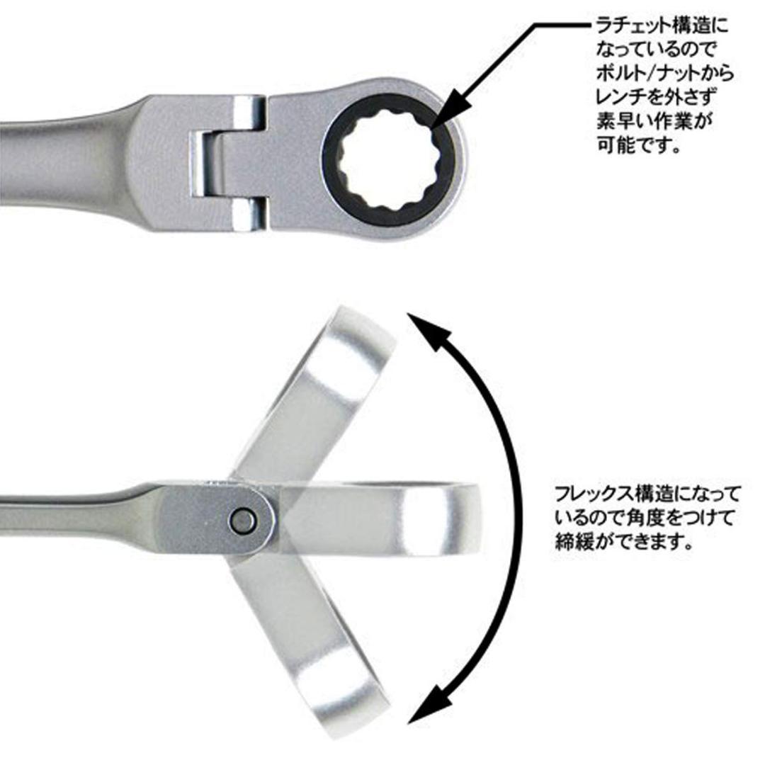 コンビネーションレンチセット 717mm 7本組 板ラチェットレンチ
