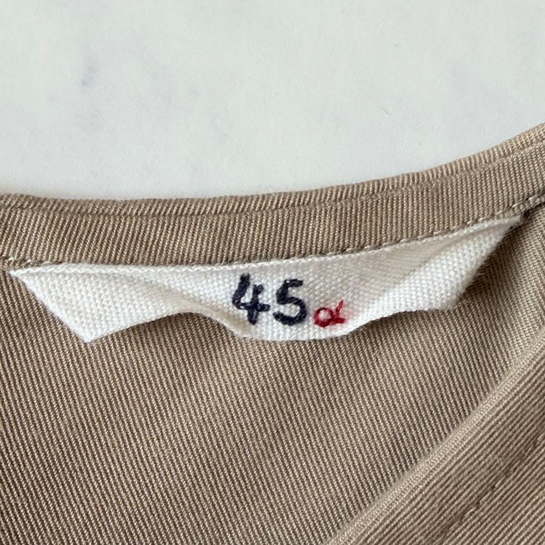 45R Aラインワンピース 9分袖 R刺繍入り ナチュラル 体型カバー L
