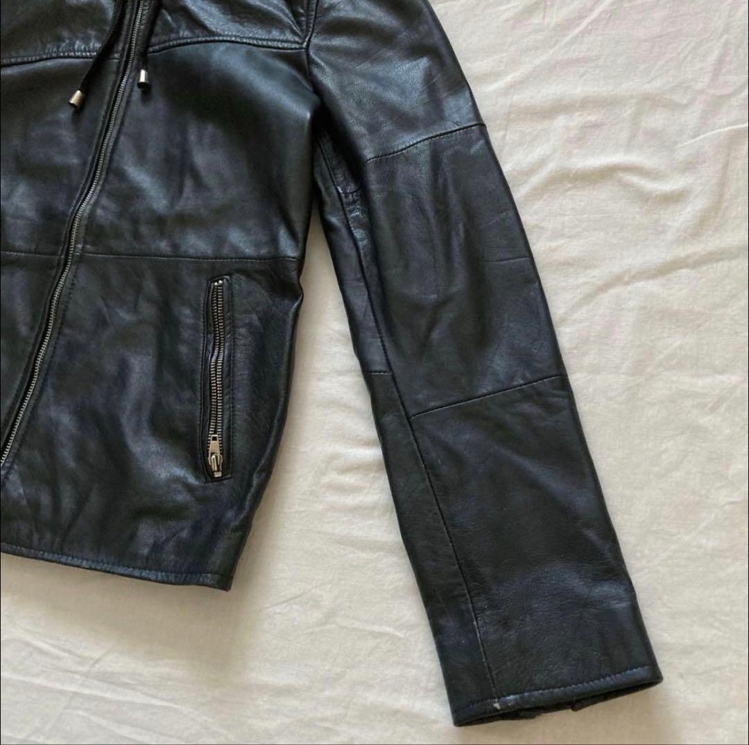 ジャケット・アウター hooded real leather jkt y2k black grunge