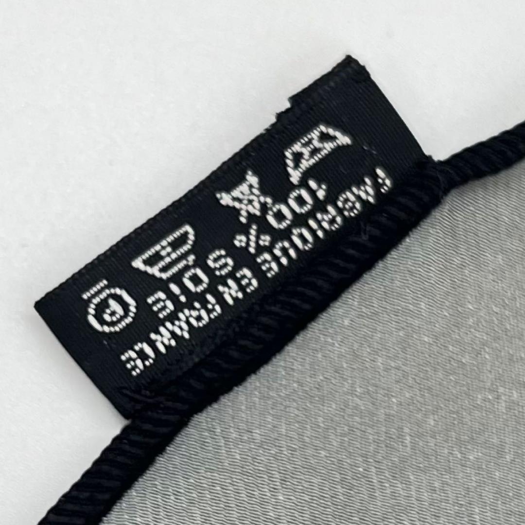 HERMES エルメス ロザンジュ スカーフ グレー　ブラック シルク