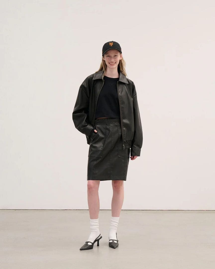 NEWERAシンセティックレザー ジャケット BLACK LABEL FW25