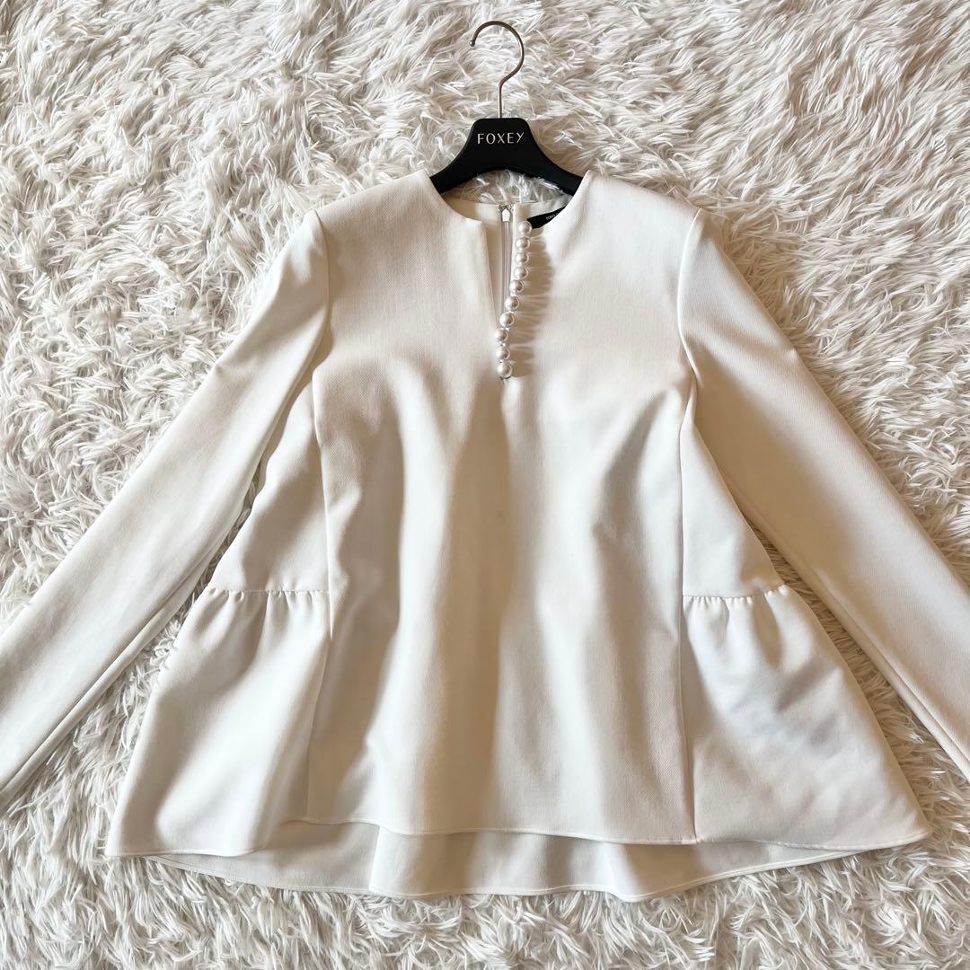 美品✨ ヨーコチャン ロングスリーブバックティアードパールブラウス 定価7.7万