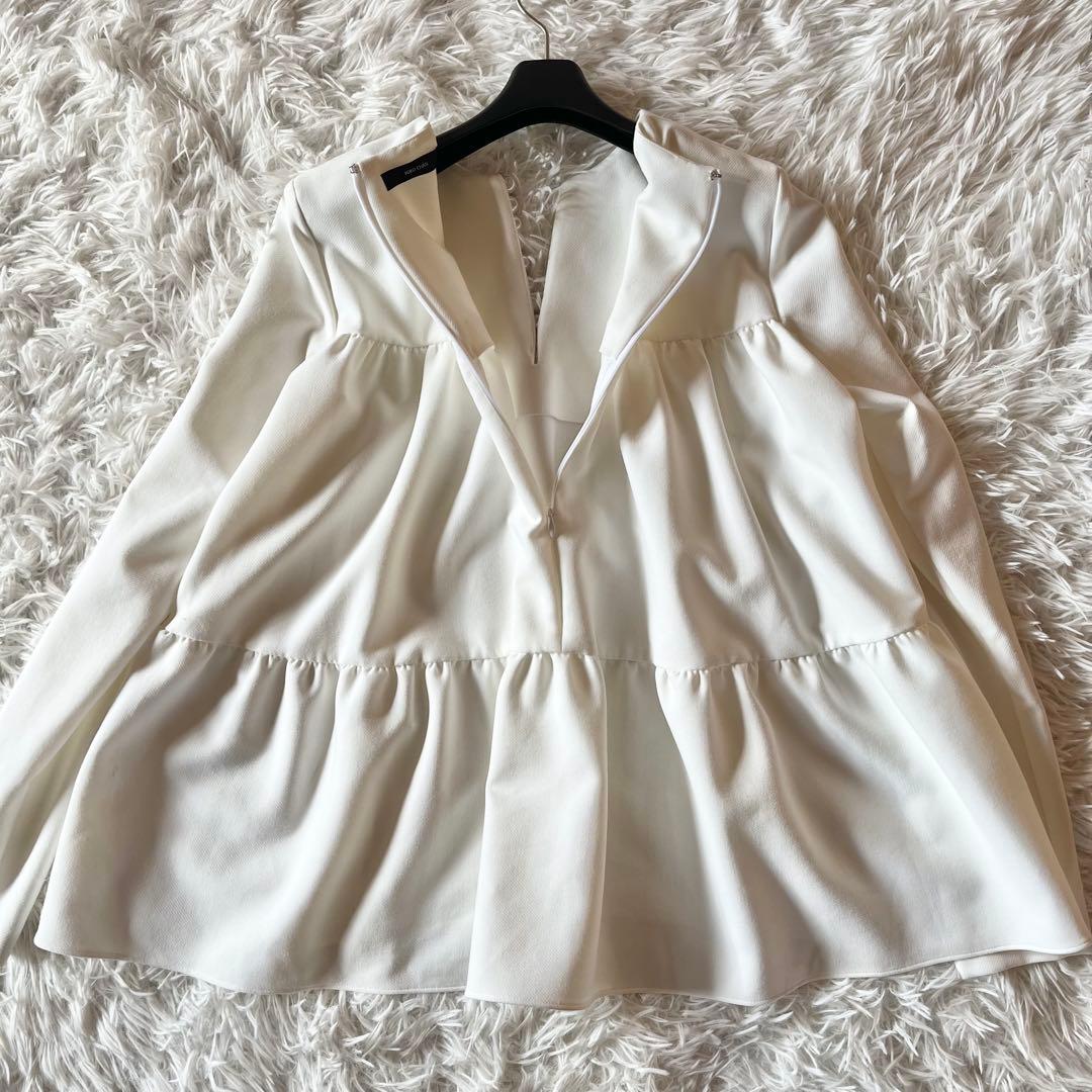 美品✨ ヨーコチャン ロングスリーブバックティアードパールブラウス 定価7.7万