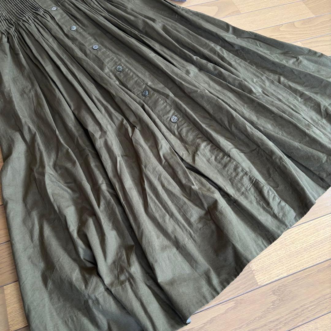 Khadi and Co MARAIS ピンタックロングワンピース バンドカラー