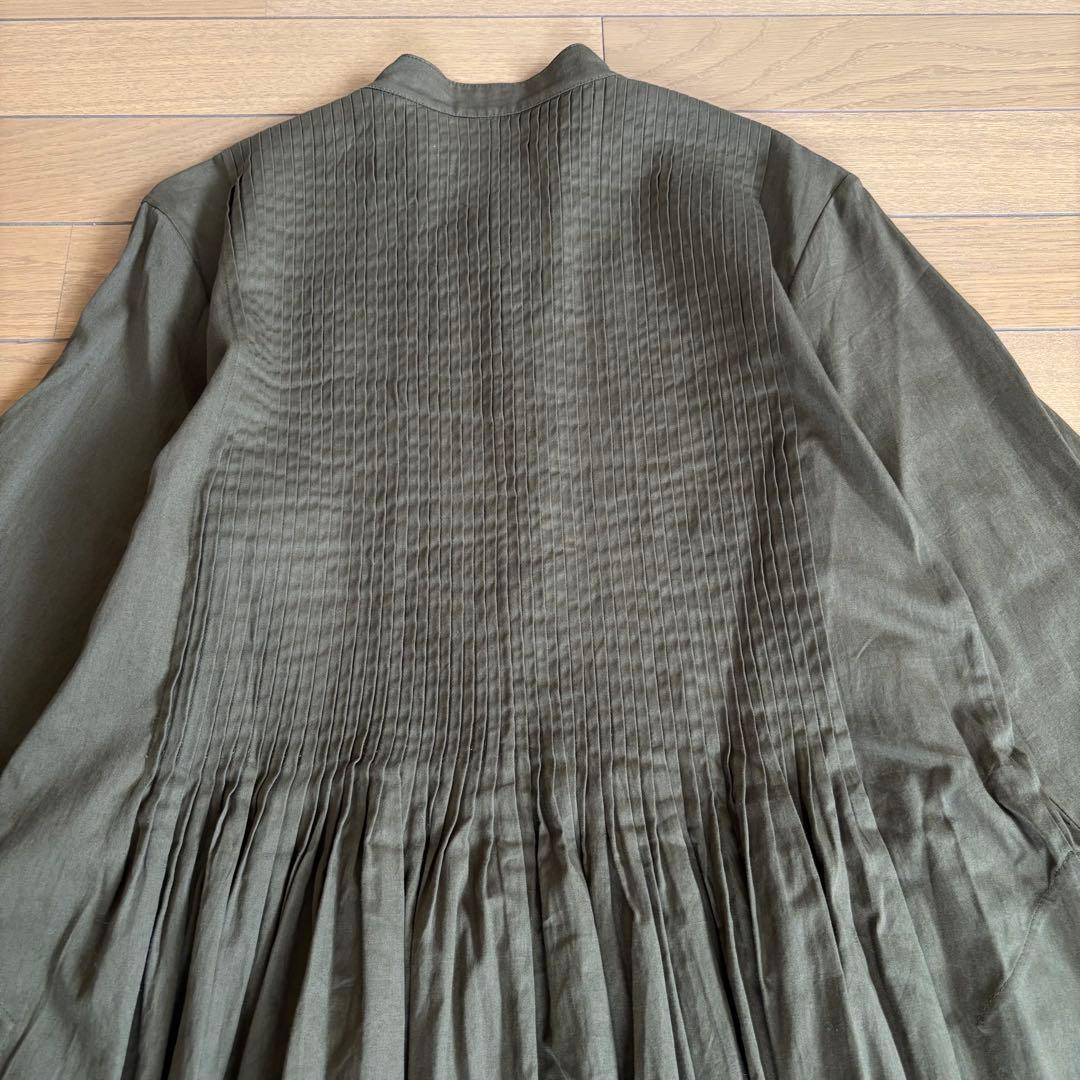 Khadi and Co MARAIS ピンタックロングワンピース バンドカラー