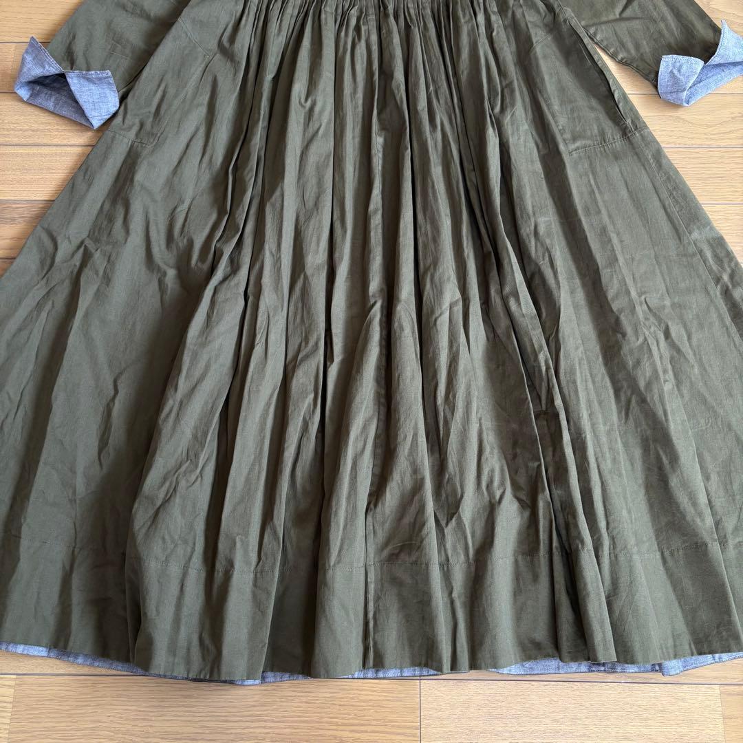 Khadi and Co MARAIS ピンタックロングワンピース バンドカラー
