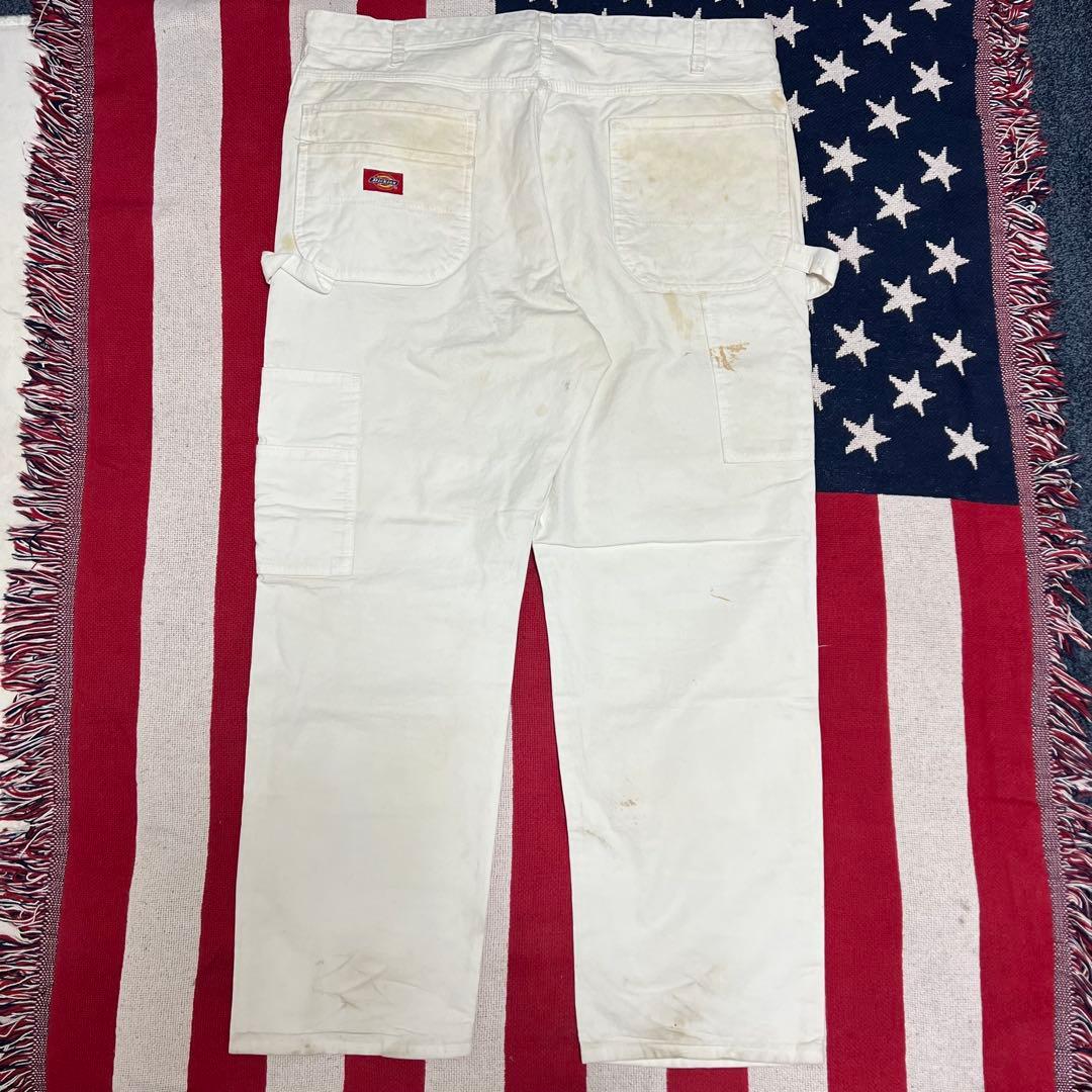 00s Dickies ダブルニー ホワイトペインターパンツ ペンキ アート