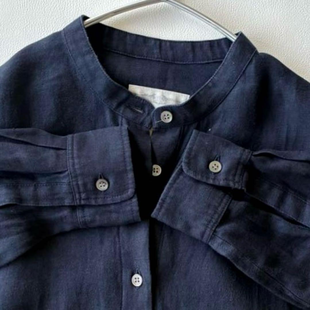 おまとめ　まめ様ビアズリーゆったり着やすい上質ワンポイント刺繍リネンロングシャツ