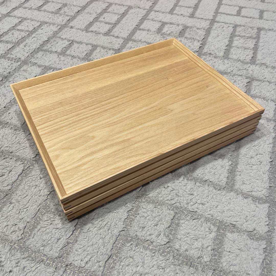 カフェトレー4枚セット 天然木製 45cm お盆 トレー