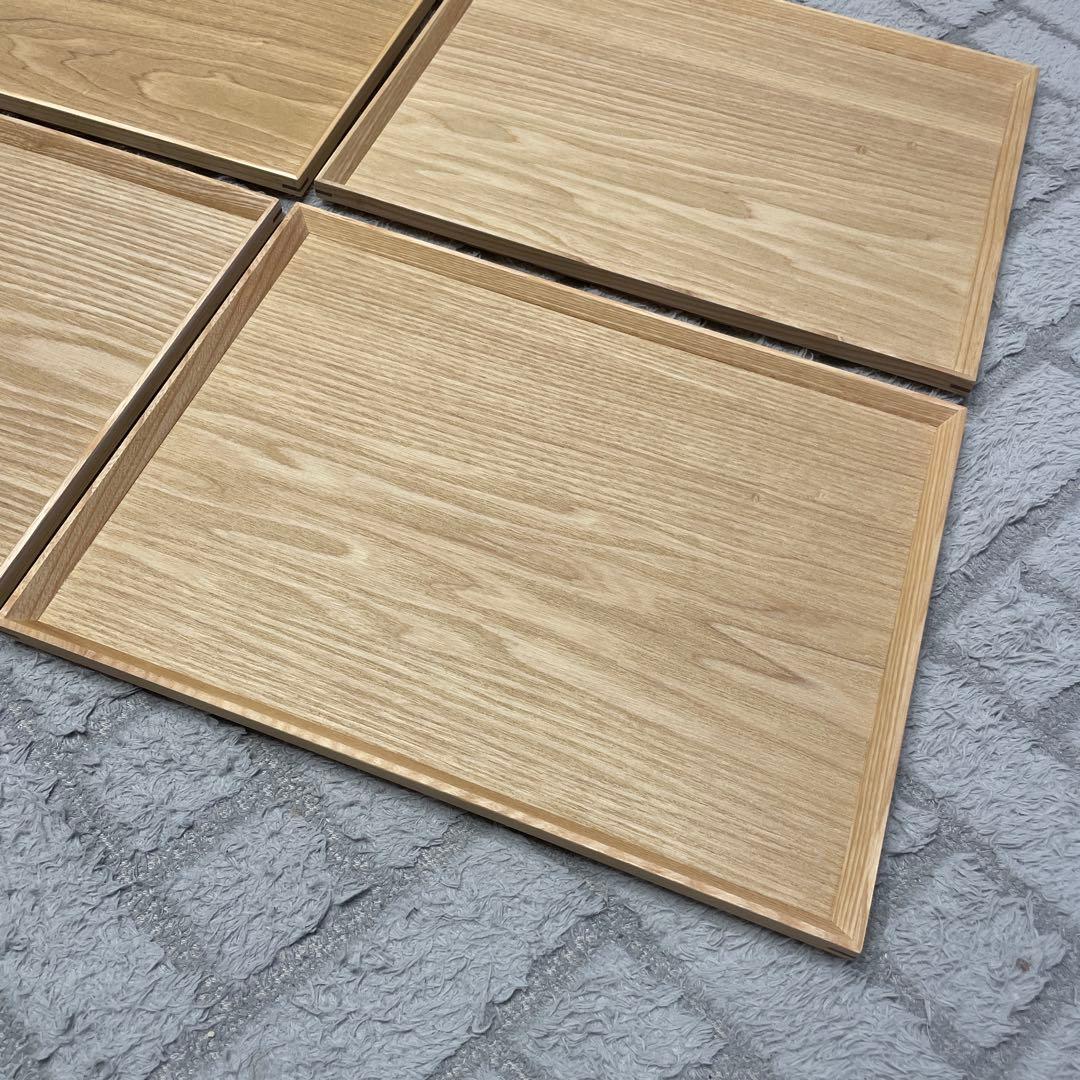 カフェトレー4枚セット 天然木製 45cm お盆 トレー