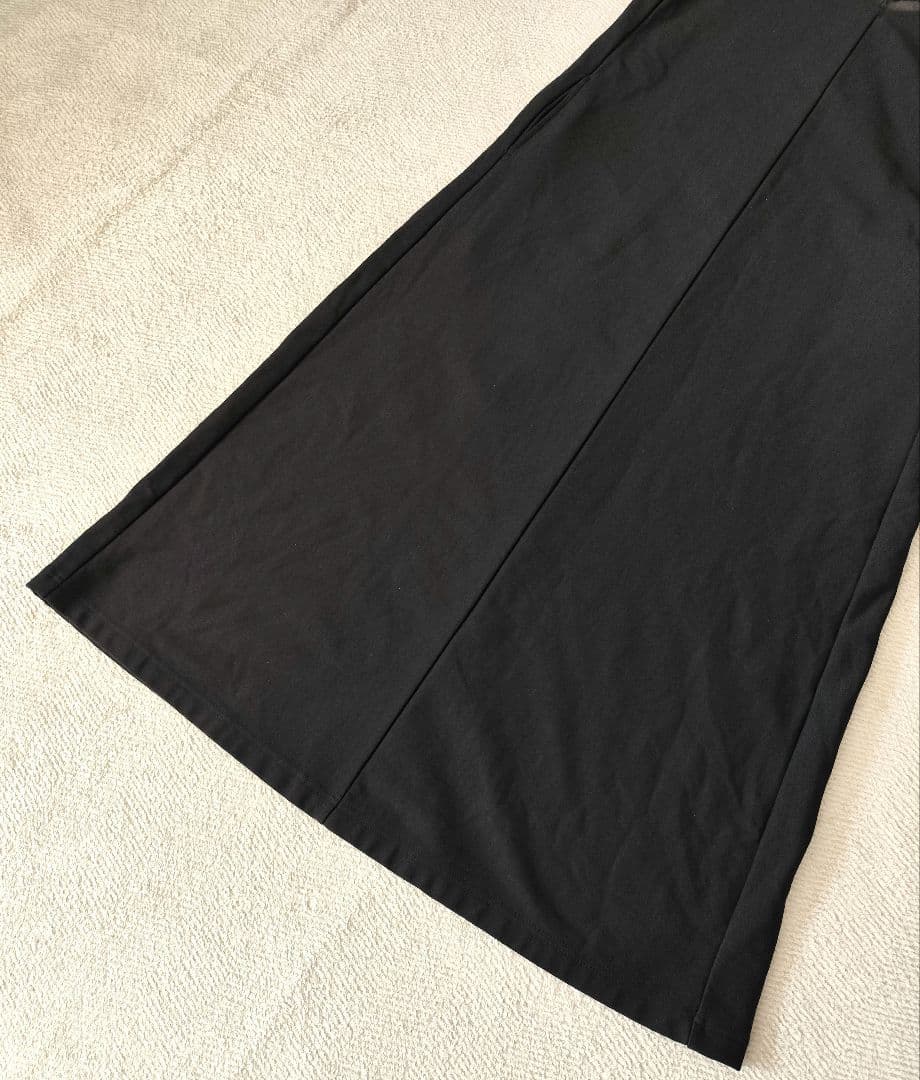 PUPULA ププラ 裏起毛 ロング ジャンパースカート 黒 38 ジャンスカ