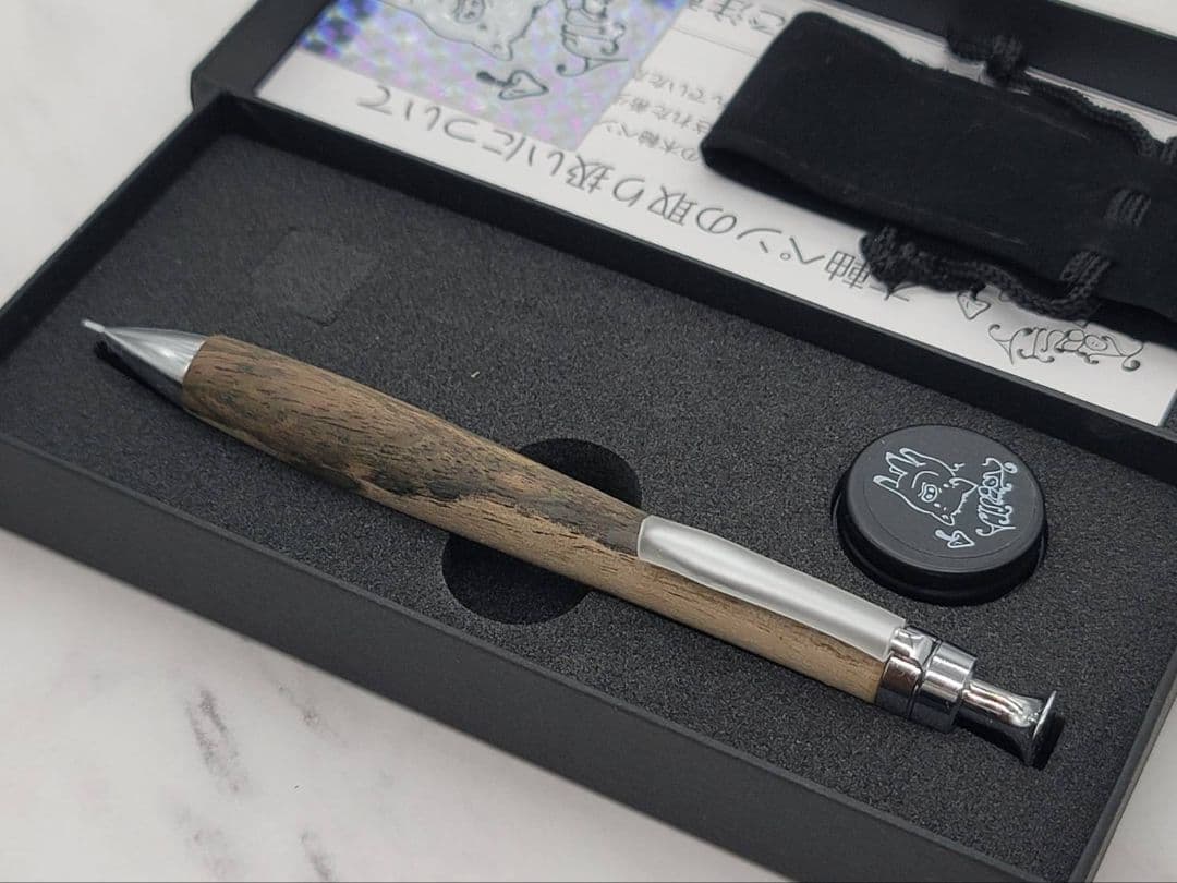 新品　こぶた工房　黒柿孔雀杢　シャープペンシル0.5