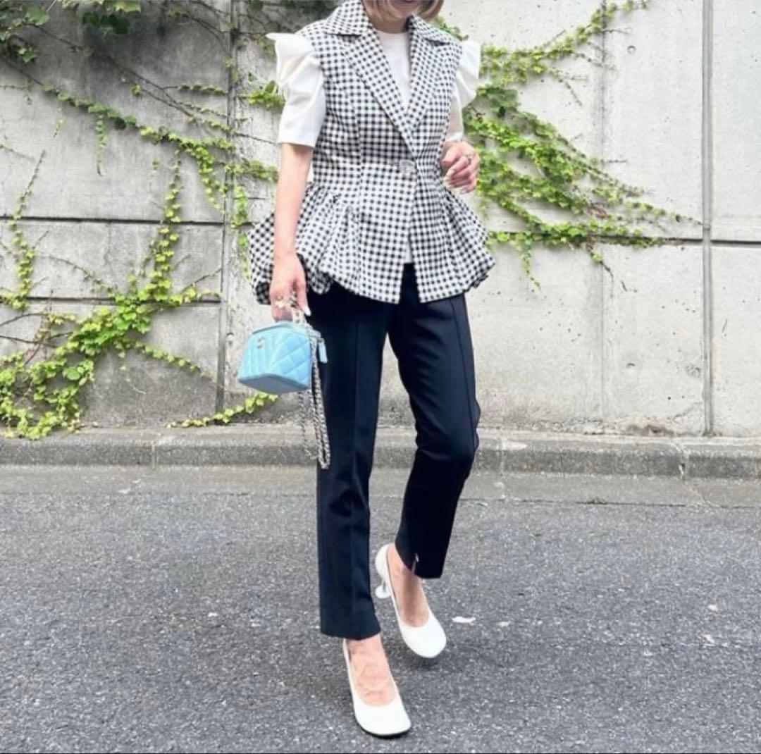【未使用】完売品✨シーニュ バルーンジレ Colette 白 × 黒 チェック