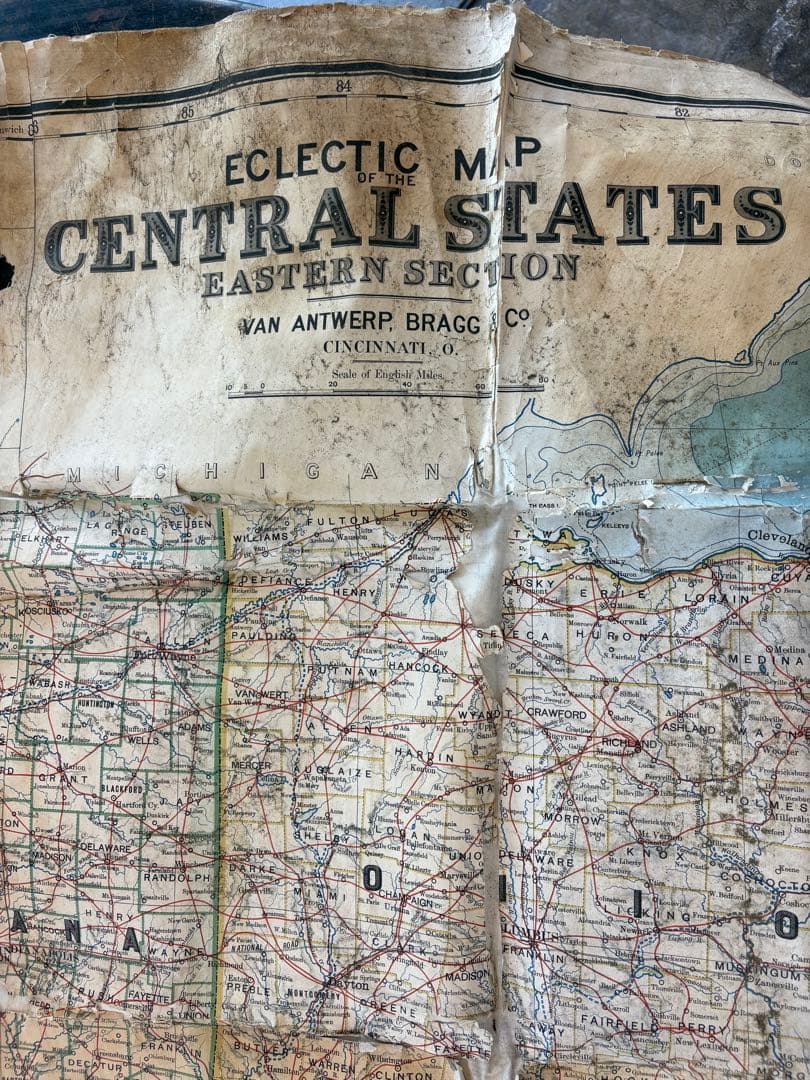アンティーク　1800年代中央アメリカの地図