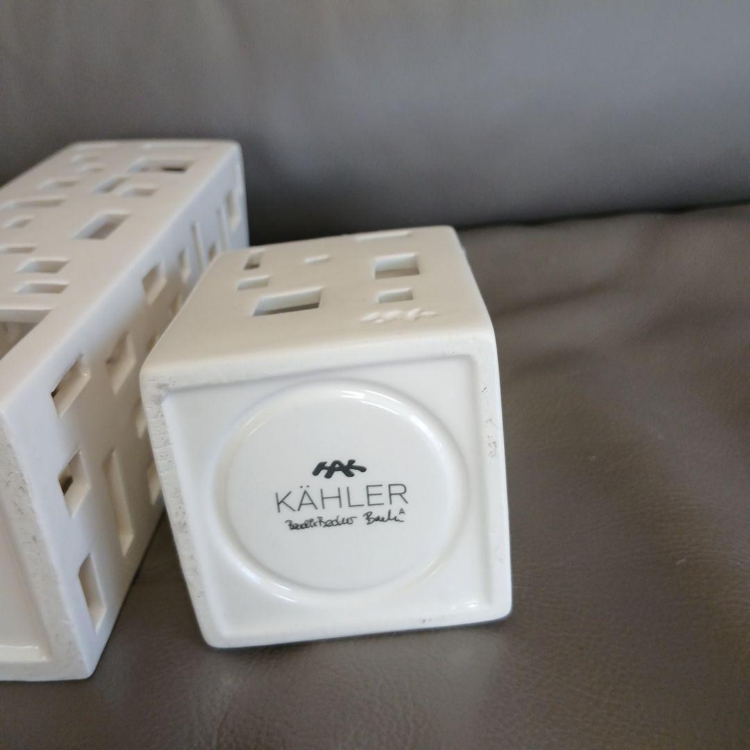 Kähler ホワイト陶器 置物セット 大小
