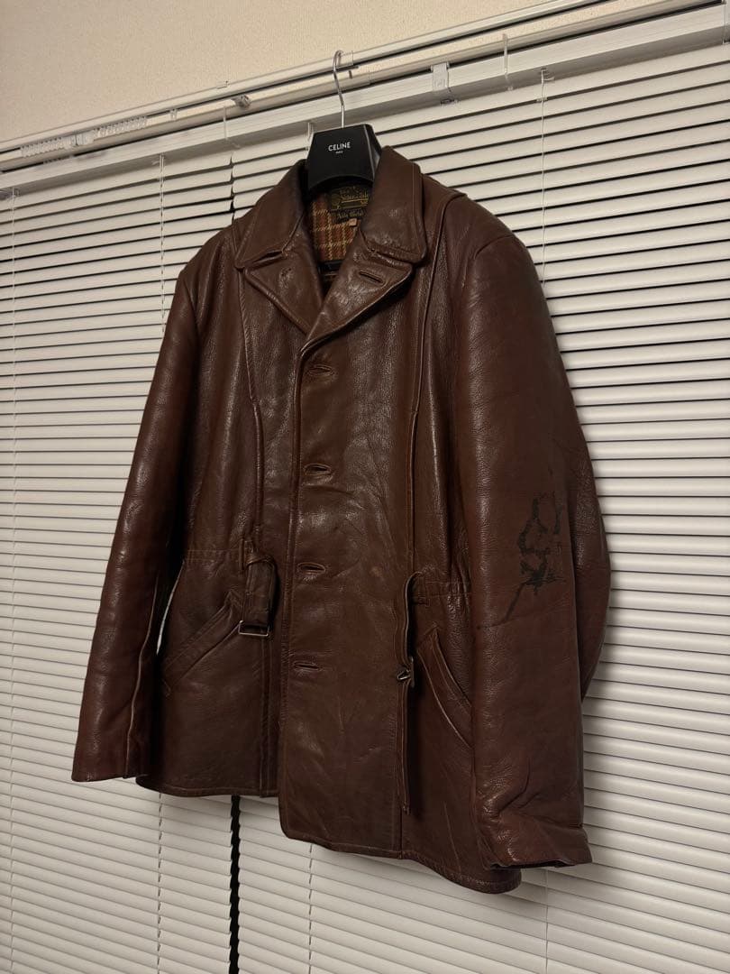 50s レザー　ヴィンテージ　カーコート　ブラウン