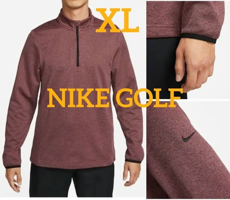 最後 XL ナイキ ゴルフ ハーフジップ 軽量/裏起毛 フリース ニット