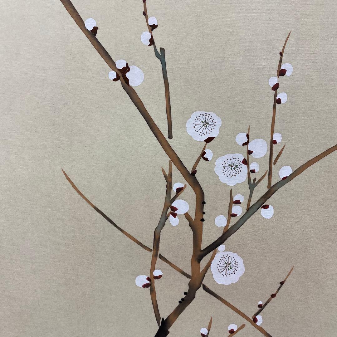美品 掛け軸 酒井抱一筆 梅椿に鶯図 花鳥十二か月 名画 おもてなし