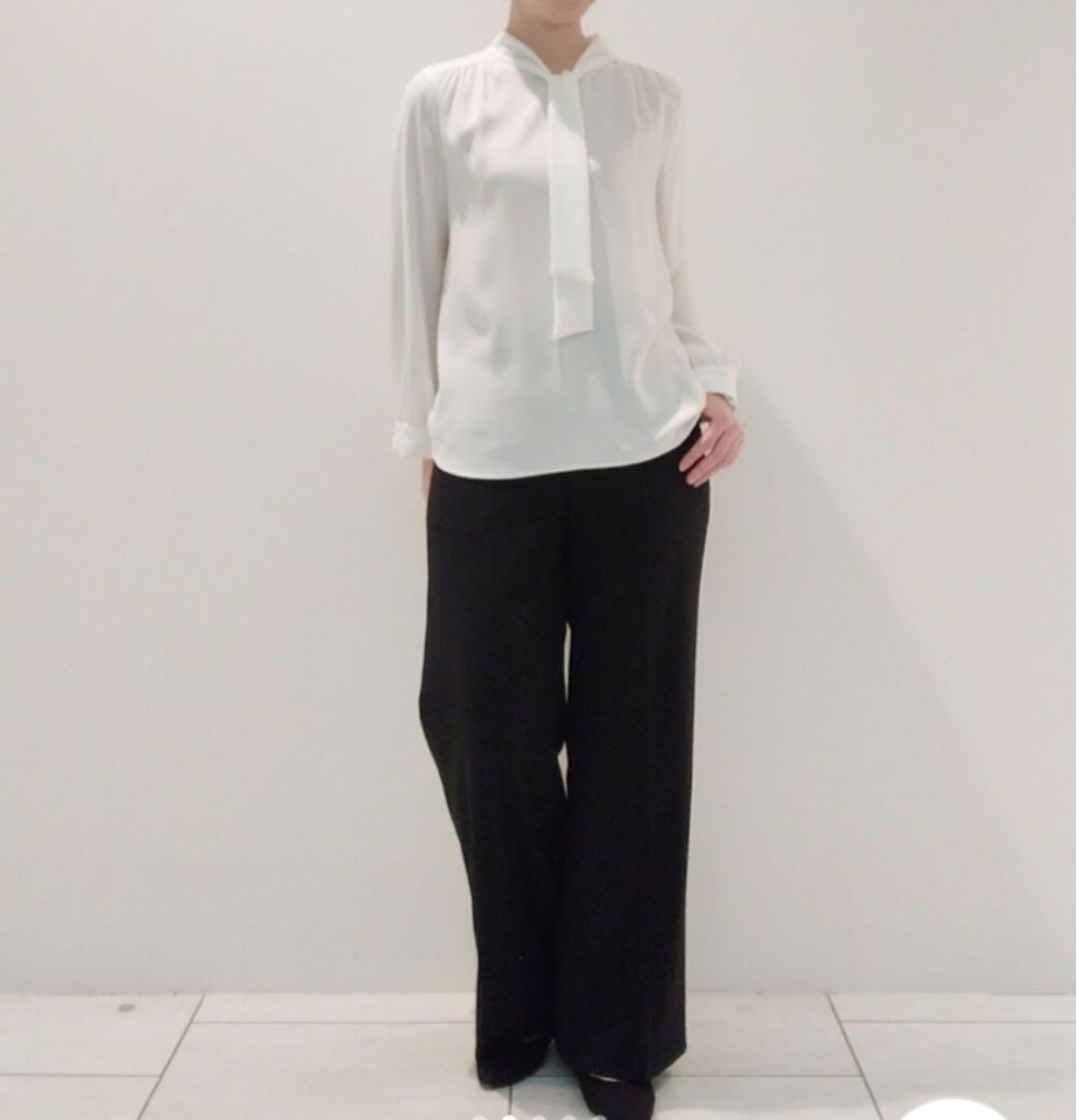 タグ付新品✨24SS完売 INDIVI ボウタイブラウス 白 大きいサイズ19号