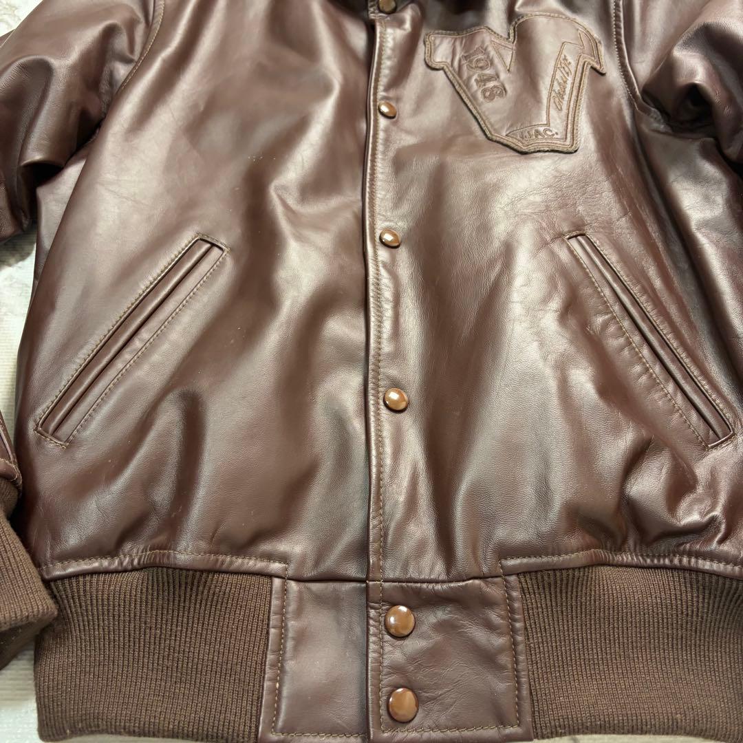 Lsize/美品✨VAN JACKET スタジャン 馬革 ブラウン フルデコ