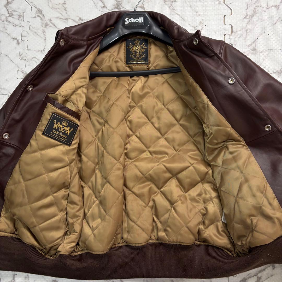 Lsize/美品✨VAN JACKET スタジャン 馬革 ブラウン フルデコ