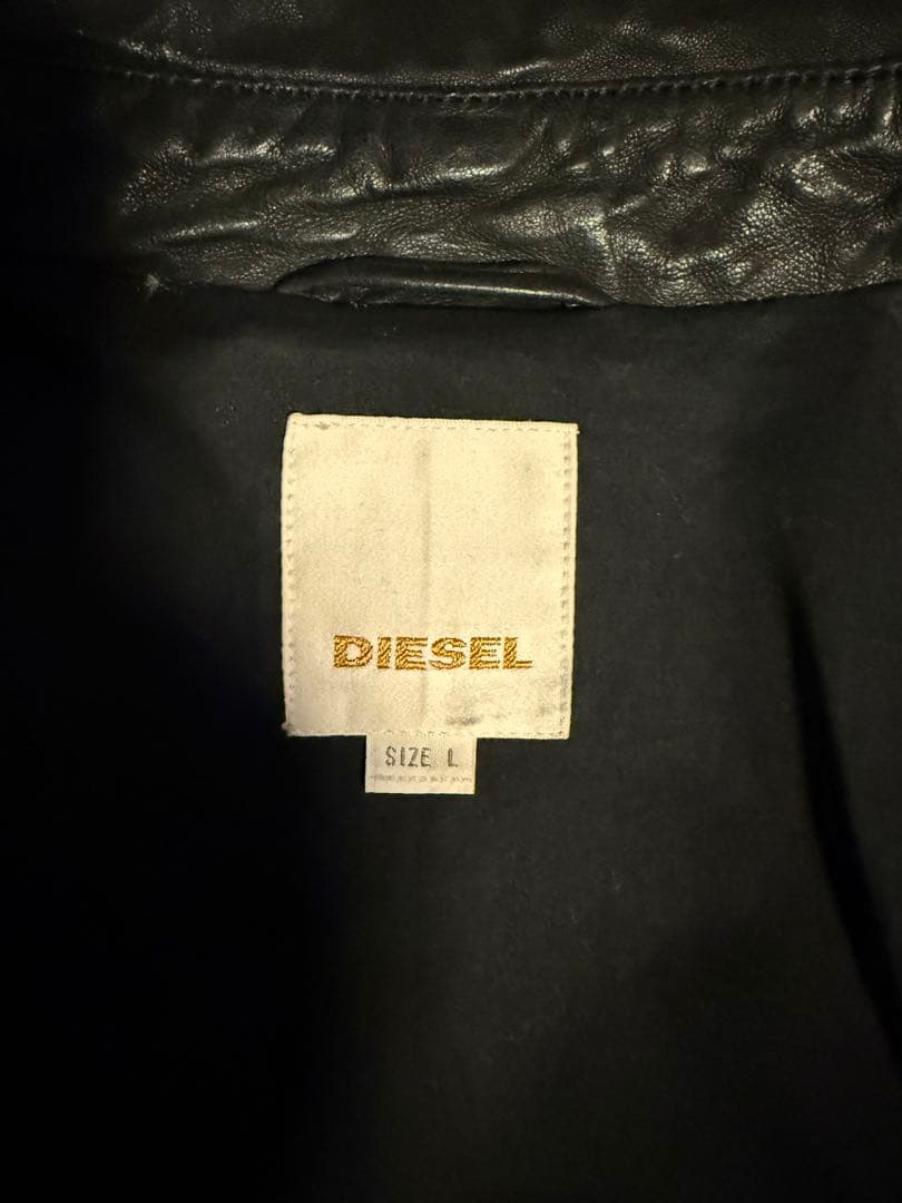 DIESEL スタッズ付きレザーダブルライダースジャケット