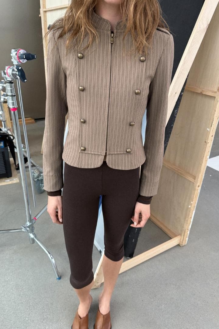 ZARA ストライプ柄フィットブレザー L　ナポレオン
