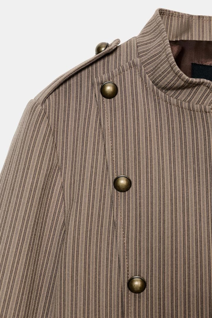 ZARA ストライプ柄フィットブレザー L　ナポレオン