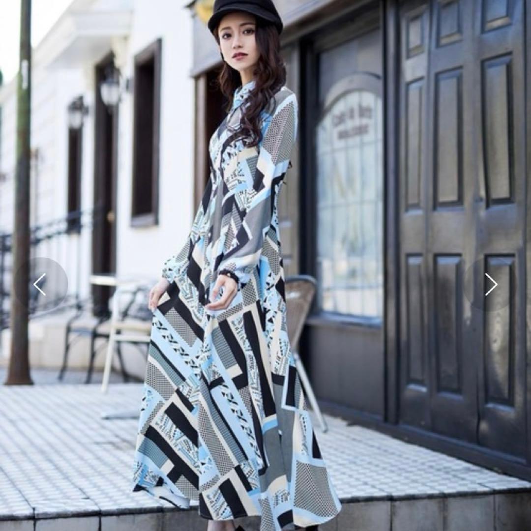 emiriawiz 幾何学柄シャツワンピース　ロングワンピース