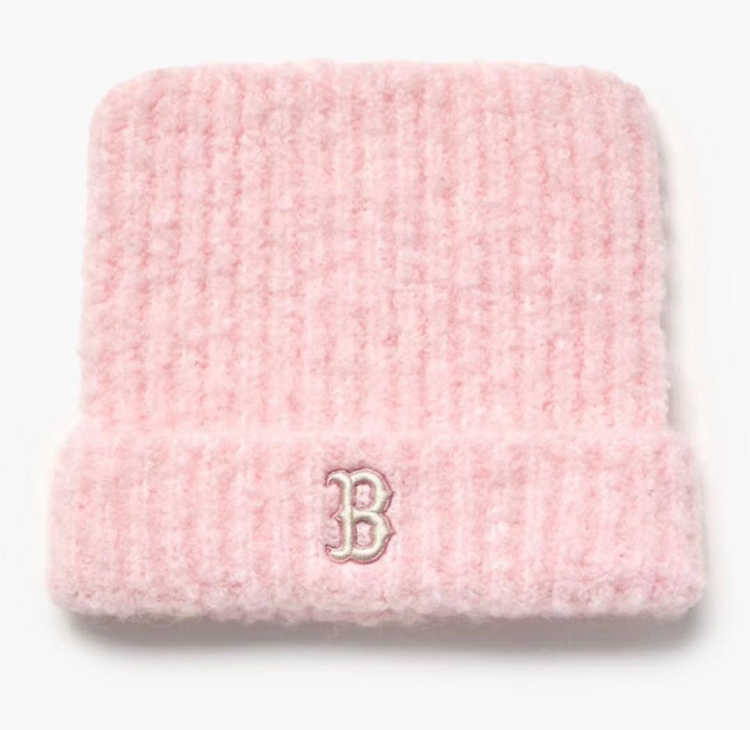 新品大人気♡カリナ着♡MLB korea 猫耳ビーニー　Bロゴピンク