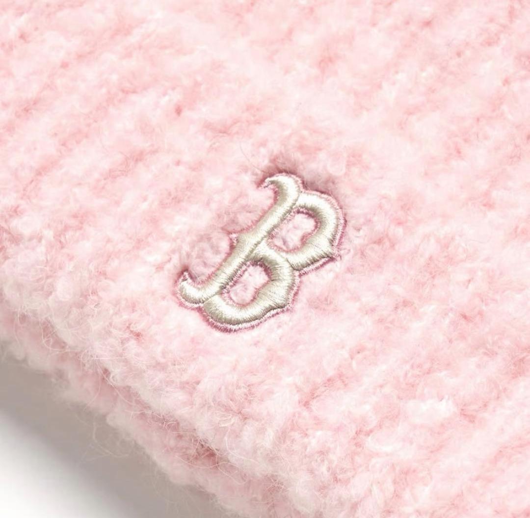 新品大人気♡カリナ着♡MLB korea 猫耳ビーニー　Bロゴピンク