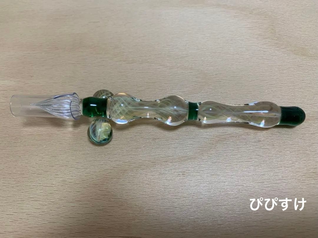 川西硝子　ガラスペン　綾線　最高級　オーダー制作品　ペン休めセット　未使用
