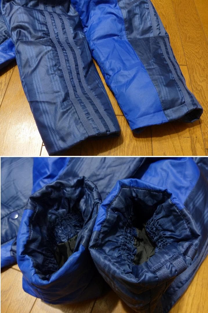 送料込 良品★adidas ロング ダウンコート L★アディダス/ネイビー