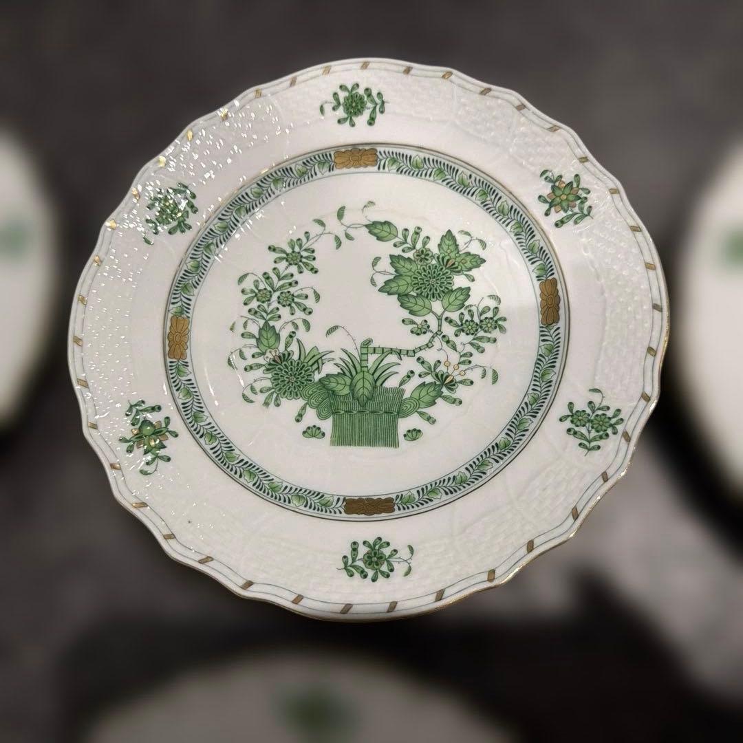 ✨二日間限定価格✨美品✨ヘレンド✨インドの華✨グリーン✨19cm 皿✨6枚セット