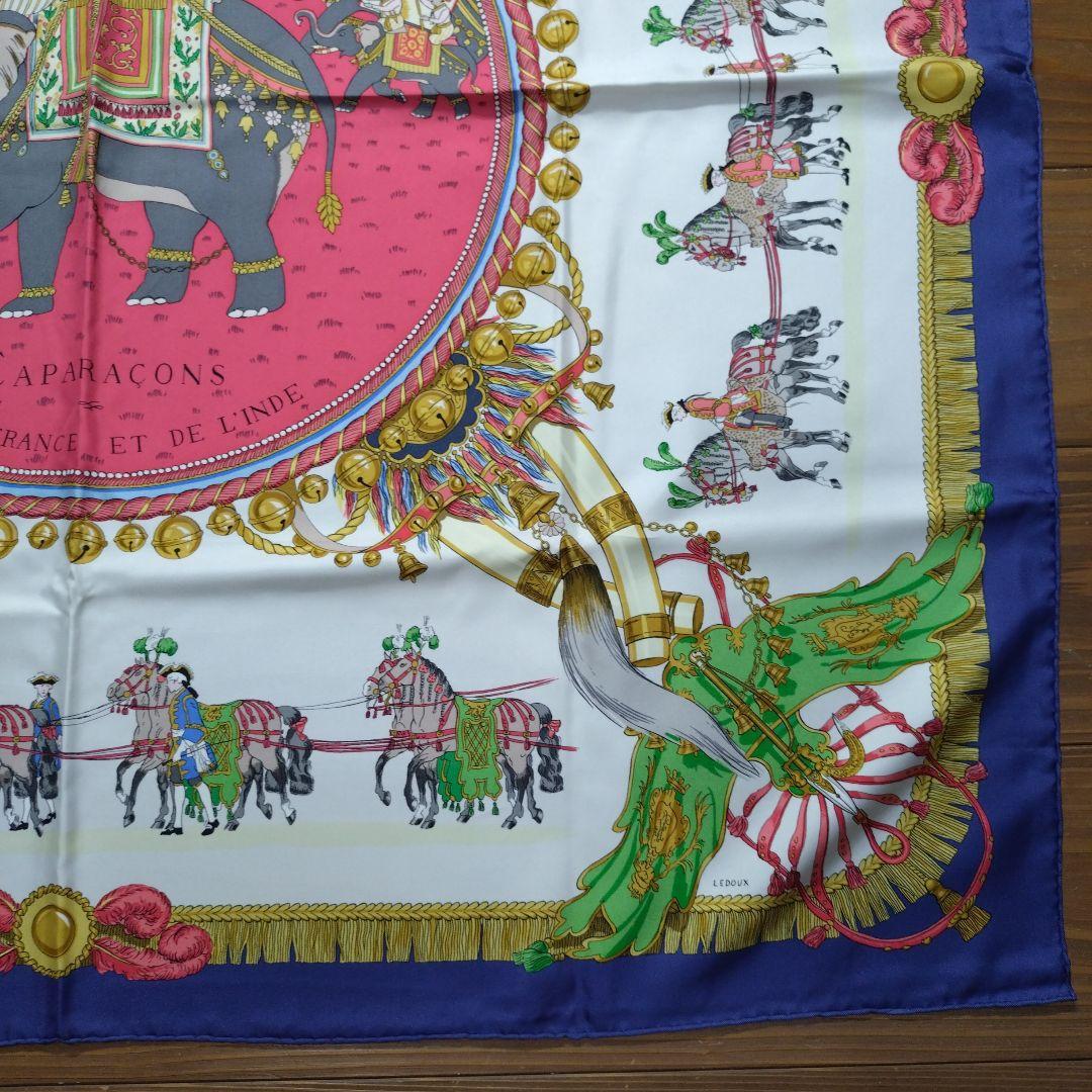 Hermès エルメス スカーフ カレ90 フランスとインドの馬装具
