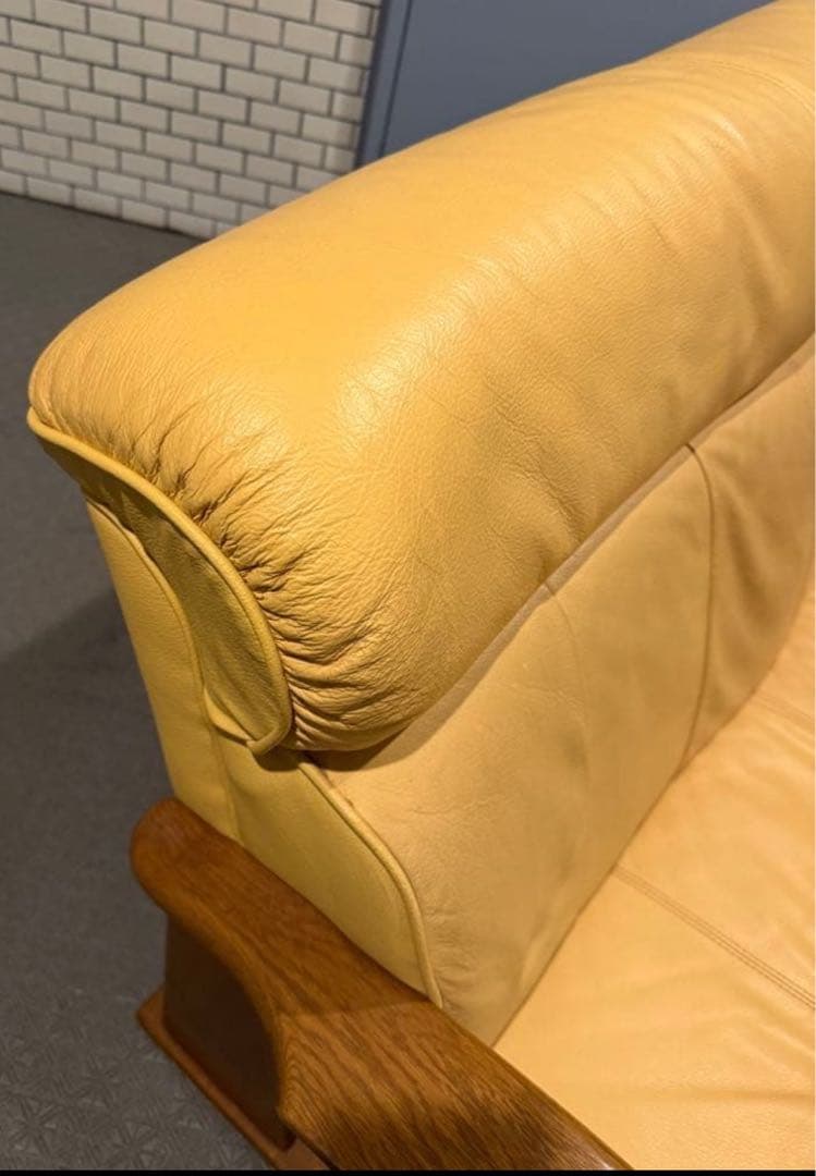 高級家具／浜本工芸　本革　2人掛けソファ