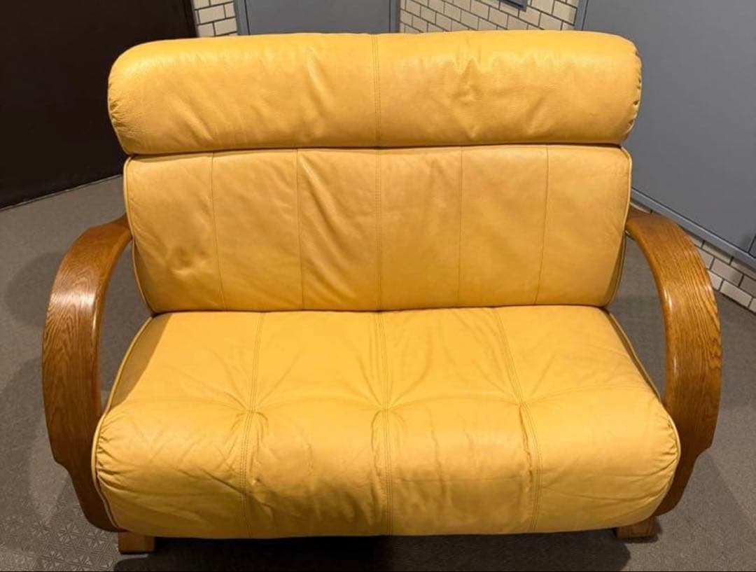 高級家具／浜本工芸　本革　2人掛けソファ