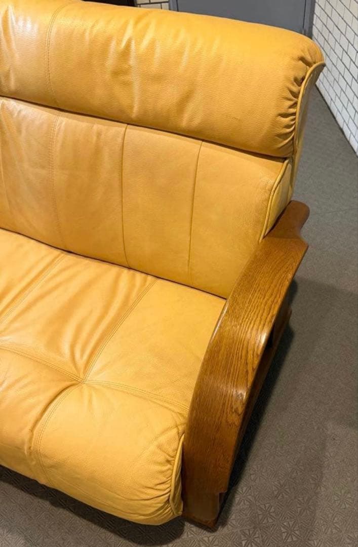高級家具／浜本工芸　本革　2人掛けソファ