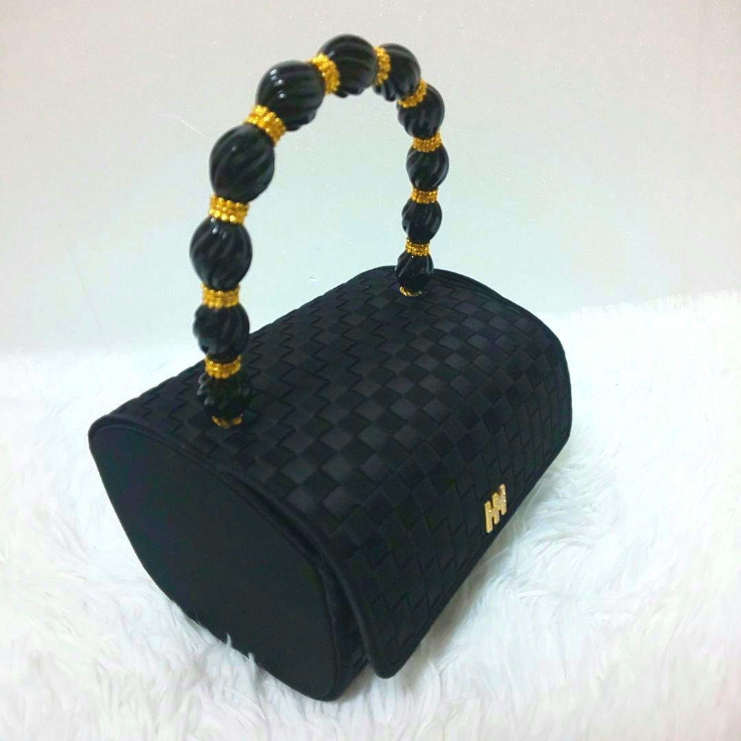 ✨美品✨ ハナエモリ 森英恵 パーティーバッグ フォーマルバッグ ブラック HM