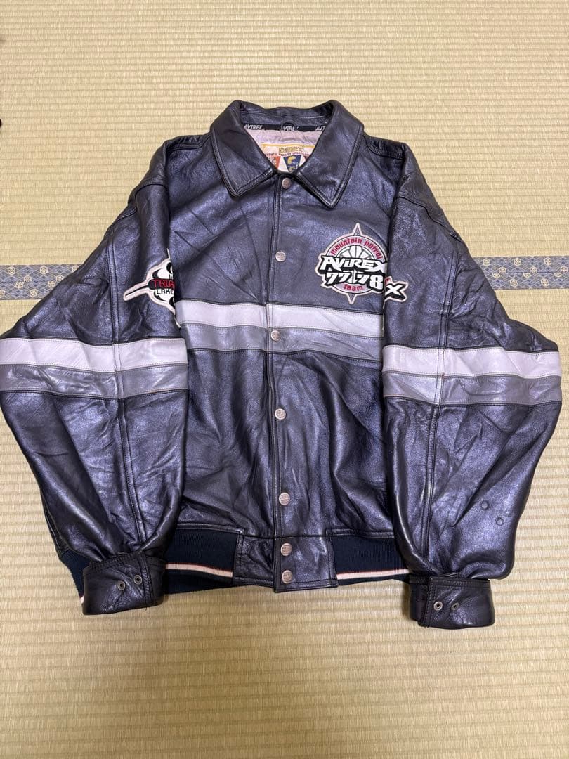 【身幅80cm！超希少4XL】AVIREX オールレザースタジャン訳ありゆるだぼ