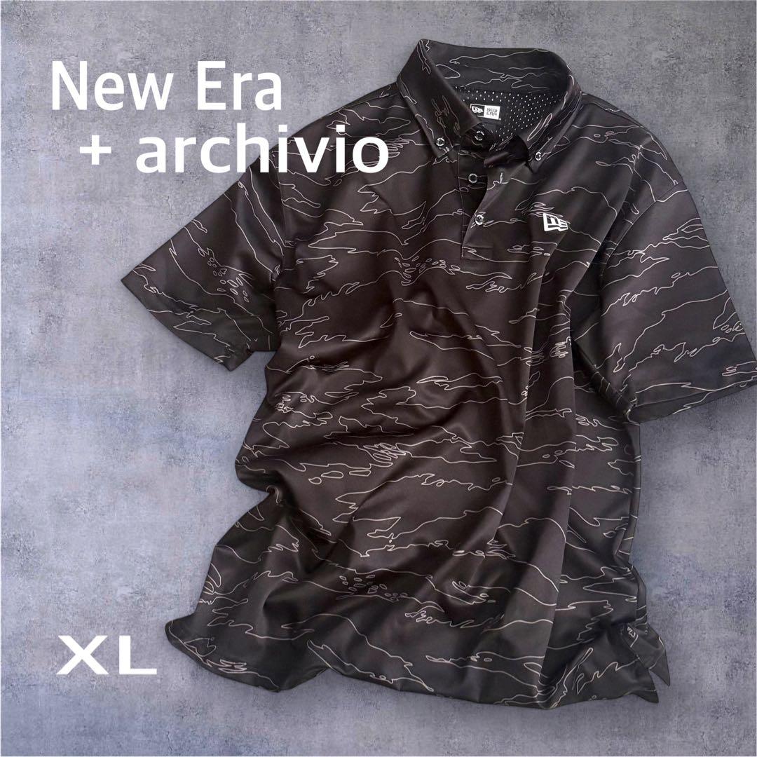 【激レア・XL】ニューエラ × アルチビオ コラボ ゴルフ ポロシャツ 総柄 黒