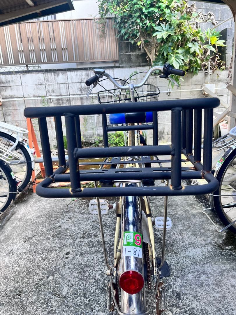 配達用、北鎌倉電5灯電動アシスト自転車 クリーム色 前カゴ付きパナソニック