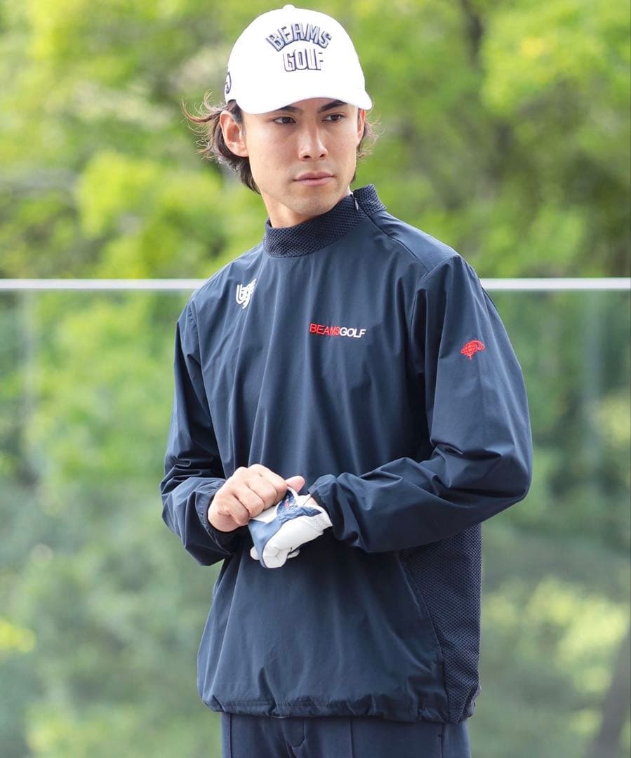 BEAMSGOLF /USロゴショルダージップストレッチピステ
